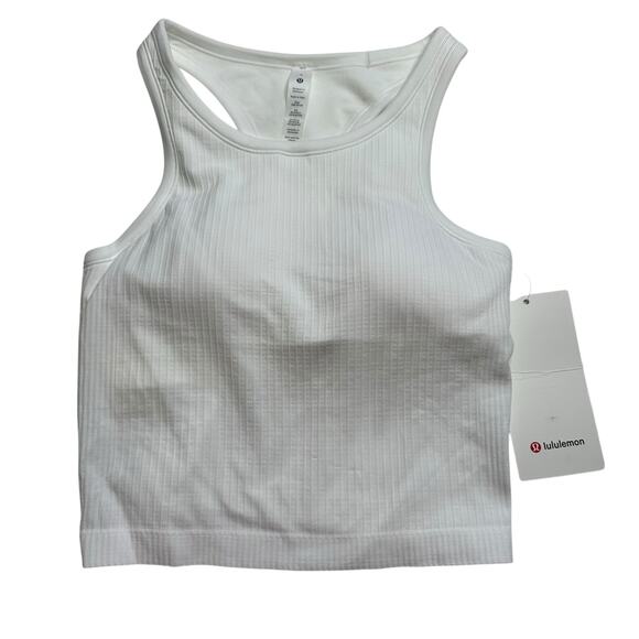 LULULEMON Ebb To Street Rib Crop Tank White Women's Size 6 NWT Workout Gym - Picture 1 of 6